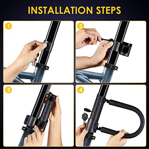 Bike U Lock 20mm Heavy Duty Combination Bicycle D Lock Shackle 4ft Length Security Cable with Sturdy Mounting Bracket and Key Anti Theft Bicycle Secure Locks