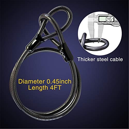 Bike U Lock 20mm Heavy Duty Combination Bicycle D Lock Shackle 4ft Length Security Cable with Sturdy Mounting Bracket and Key Anti Theft Bicycle Secure Locks