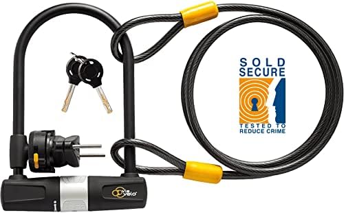Bike U Lock with Cable - Via Velo Heavy Duty Bicycle U-Lock 14mm Shackle and 10mm x1.8m Cable with Mounting Bracket for Road  Mountain  Electric & Folding Bike