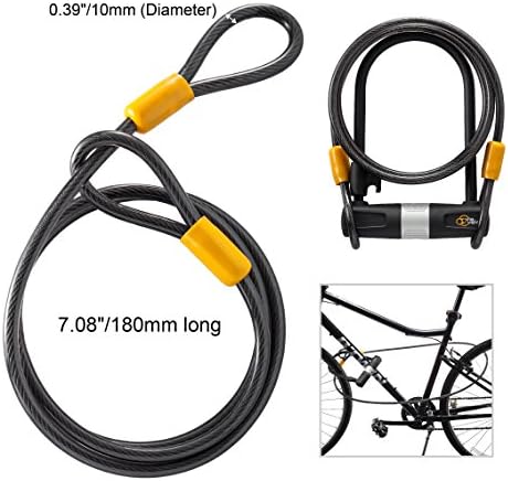 Bike U Lock with Cable - Via Velo Heavy Duty Bicycle U-Lock 14mm Shackle and 10mm x1.8m Cable with Mounting Bracket for Road  Mountain  Electric & Folding Bike