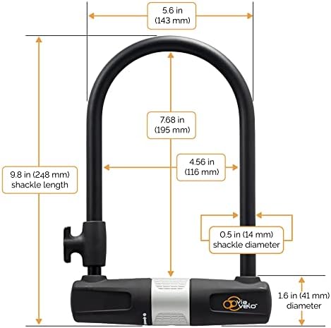 Bike U Lock with Cable – Via Velo Heavy Duty Bicycle U-Lock 14mm Shackle and 10mm x1.8m Cable with Mounting Bracket for Road  Mountain  Electric & Folding Bike