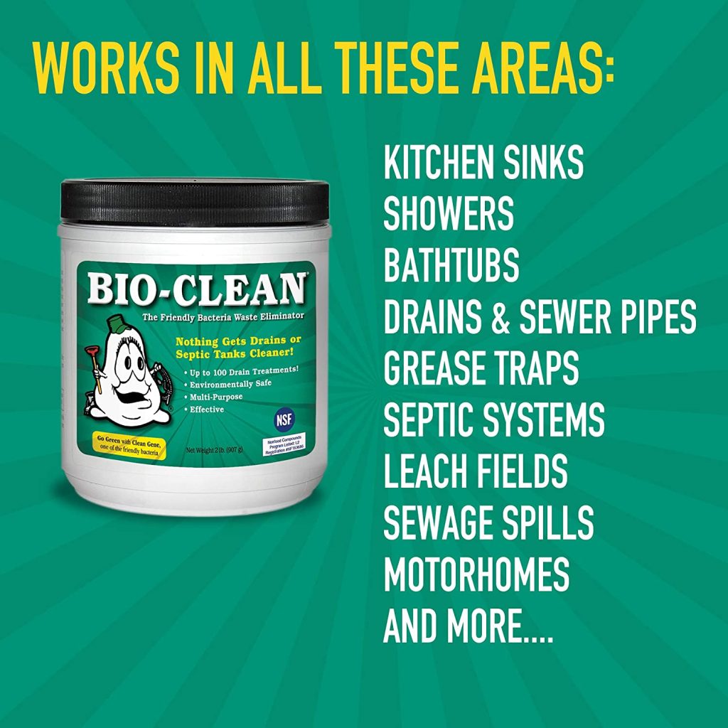 Bio-Clean Natural Drain Cleaner 2lb Canister - Enzyme-Based for Septic Tanks & Grease Traps, Eco-Friendly, 100 Treatments