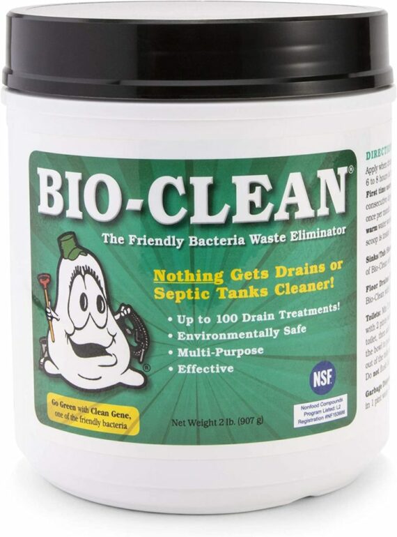 Bio-Clean Natural Drain Cleaner 2lb Canister - Enzyme-Based for Septic Tanks & Grease Traps, Eco-Friendly, 100 Treatments