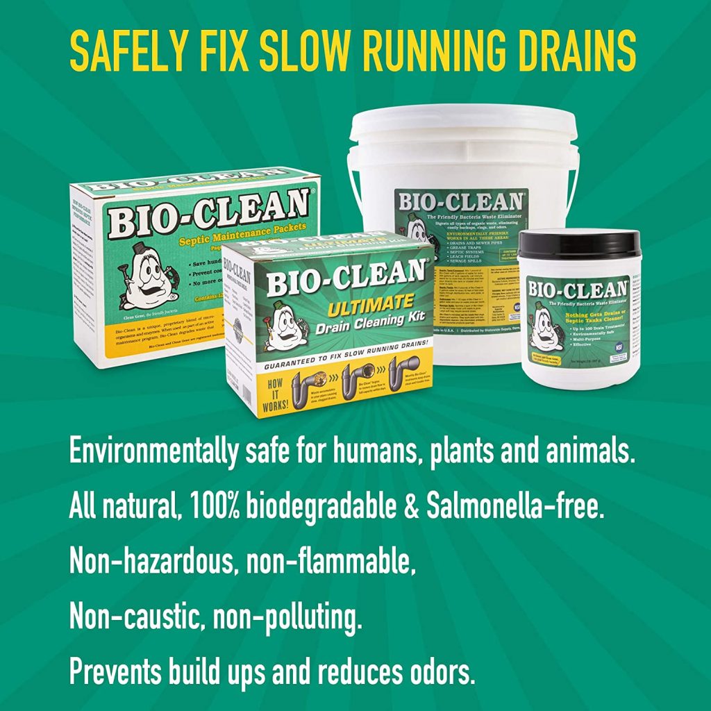 Bio-Clean Natural Drain Cleaner 2lb Canister - Enzyme-Based for Septic Tanks & Grease Traps, Eco-Friendly, 100 Treatments