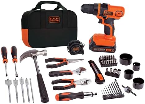 BLACK+DECKER 20V Max Drill & Home Tool Kit  68 Piece (LDX120PK)