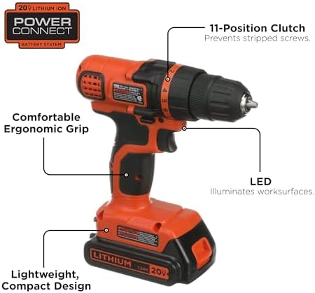 BLACK+DECKER 20V Max Drill & Home Tool Kit  68 Piece (LDX120PK)