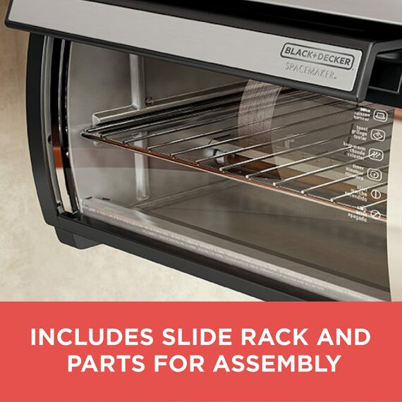 BLACK+DECKER Spacemaker Under-Counter Toaster Oven, Black/Stainless Steel, TROS1000D