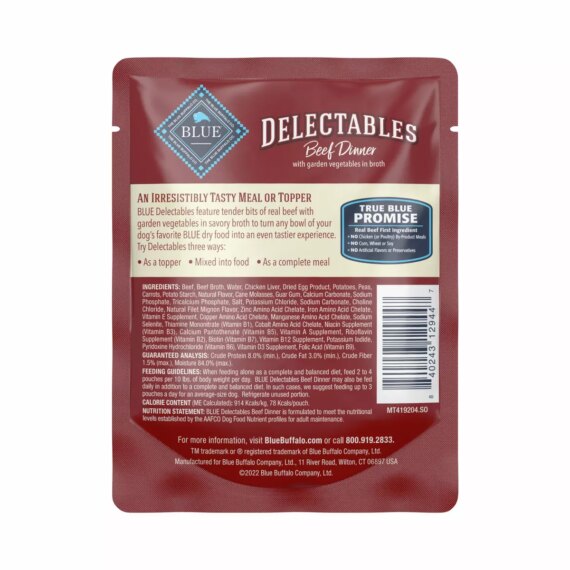 Blue Buffalo Delectable Single Wet Dog Food with Beef Flavor - 3oz