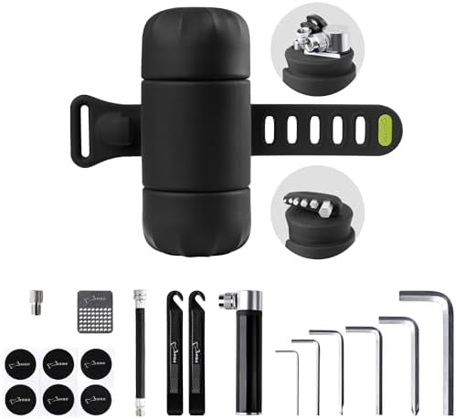 BONE Portable Bike Repair Capsule  14-in-1 Bicycle Repair Tool Kit  Mountain/Road Bike maintenance with Tire Pump & Wrench Tool Kit  Bike Accessories for Cycling  Emergency Bike Repair Bag