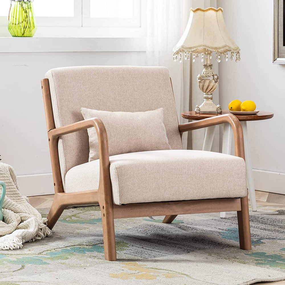 Bonzy Home Mid-Century Modern Accent Chair, Solid Wood Frame, Fabric Upholstery, 300 lb Capacity
