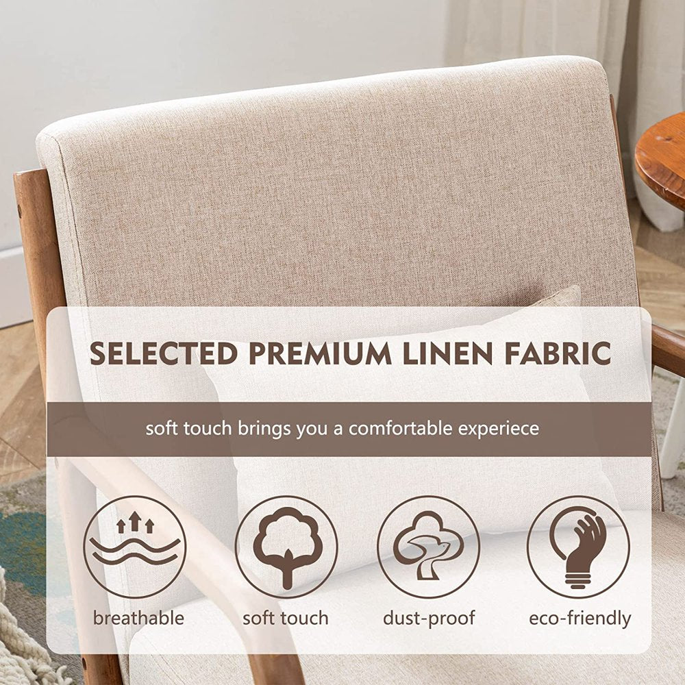 Bonzy Home Mid-Century Modern Accent Chair, Solid Wood Frame, Fabric Upholstery, 300 lb Capacity