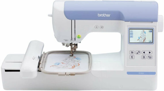 Brother PE800 Computerized Embroidery Machine, 5"x7" Area, LCD Screen, 138 Designs, 11 Fonts, USB Port