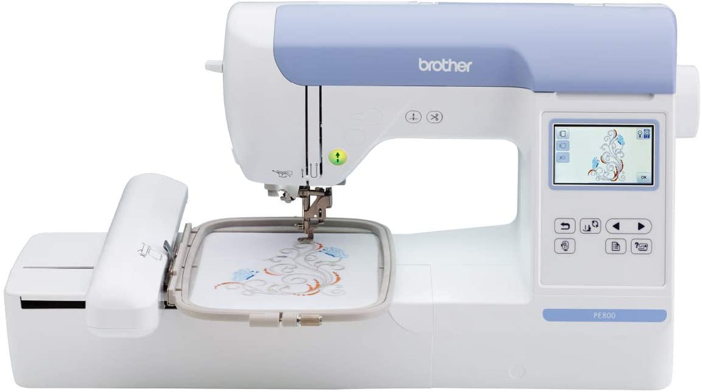 Brother PE800 Computerized Embroidery Machine, 5"x7" Area, LCD Screen, 138 Designs, 11 Fonts, USB Port