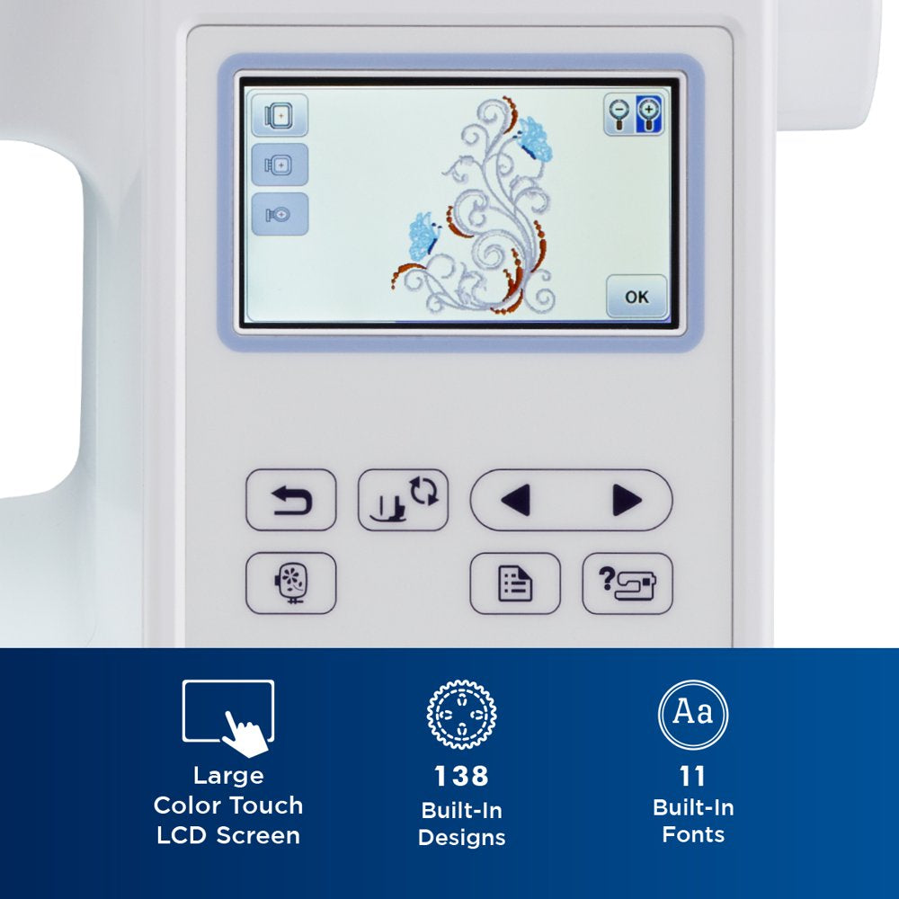 Brother PE800 Computerized Embroidery Machine, 5"x7" Area, LCD Screen, 138 Designs, 11 Fonts, USB Port