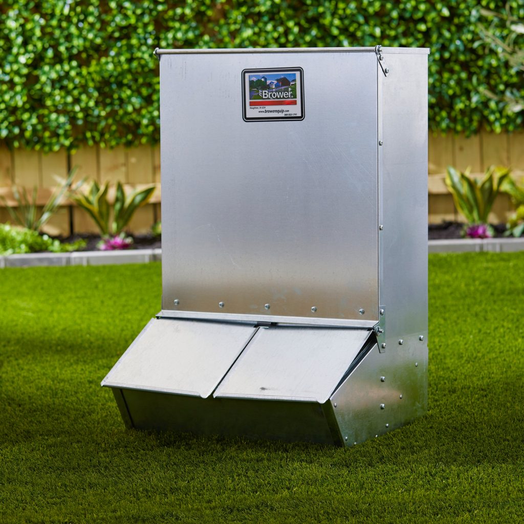 Brower 2 Door Hog Supplement Feeder, 3.7 Bushels, Weather-Resistant, Alloy Steel, Feeds 8 Hogs