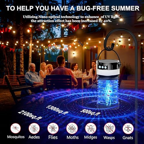Bug Zapper Outdoor  Solar Powered Mosquito Zapper Outdoor  Rechargeable & Electric & Waterproof Mosquito Killer for Outdoor/Home/Garden/Patio/Backyard/Camping?Blue?