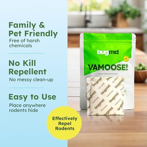 BugMD Vamoose Rodent Repellent Pouches (2 Pack  8 Pouches) – Plant-Powered Rat Repellent  Mouse Deterrent  Indoor & Outdoor Mice Repellent  Best Mouse Repellent  Natural Rat & Mouse Repellent