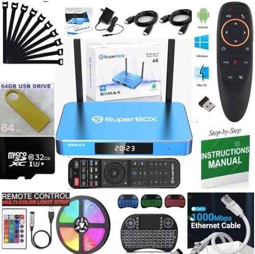Bundle Box S 5 M A X  2024 Pack 1 Voice 1 Full Keyboard Remote  2 HDMI  Tf Card  Memory Stick  LED Light Strip (Easy Detailed Install Instructions by Seller  Phone Support Included