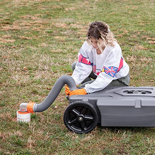 Camco 21-Gallon Portable Camper/RV Tote Tank | Large Heavy-Duty No-Flat Wheels & Low Drain Hole