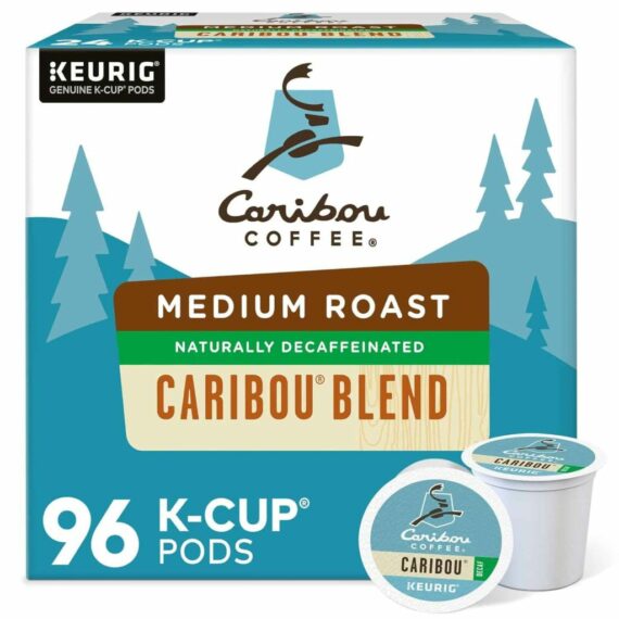 Caribou Coffee Decaf K-Cup Pods, Medium Roast, 96 Count - Rainforest Alliance Certified