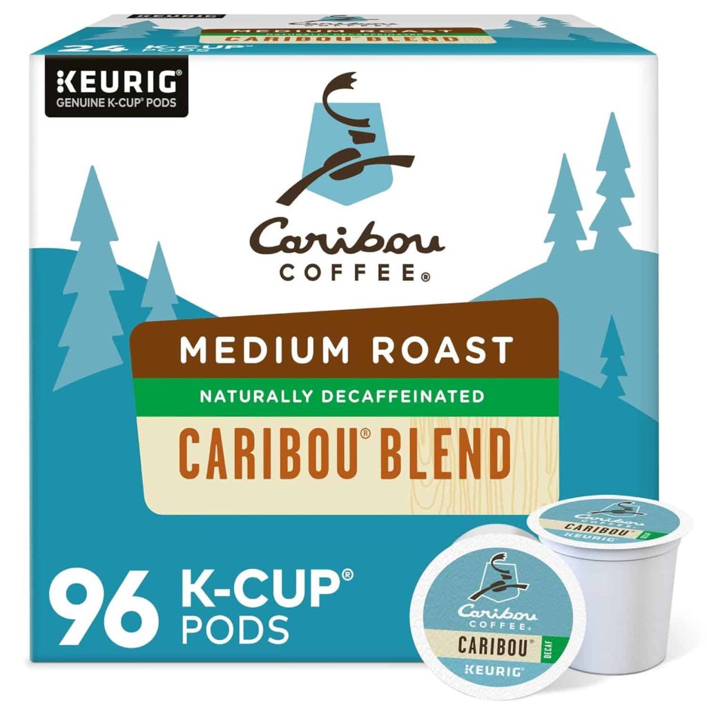 Caribou Coffee Decaf K-Cup Pods, Medium Roast, 96 Count - Rainforest Alliance Certified