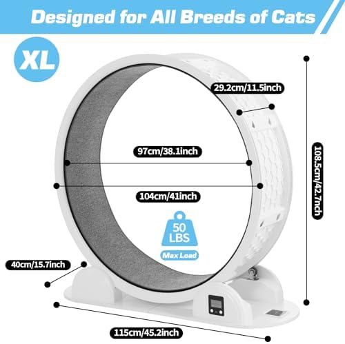 Cat Exercise Wheel with Pedometer  10 Minutes Fast and Easy Installation  41” Large Cat Treadmill Running Fitness Workout Wheels for Indoor Cats