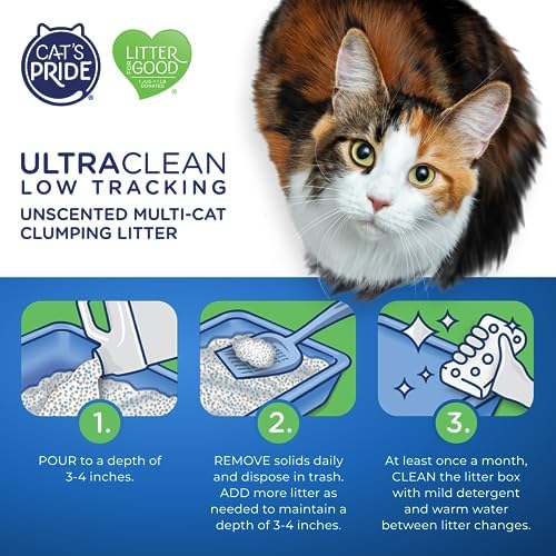 Cat's Pride Max Power: UltraClean Low Tracking Multi-Cat Clumping Litter - Keeps Paws & Home Clean - Up to 10 Days of Powerful Odor Control - 99% Dust Free - Unscented  15 Pounds