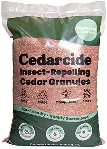 Cedarcide Lawn  Home & Garden Cedar Granules | Repels Fleas  Ticks  Ants & Mosquitoes | Smells Great  Easy to Use | Family & Pet Safe | 1 Bag (8 Lbs)