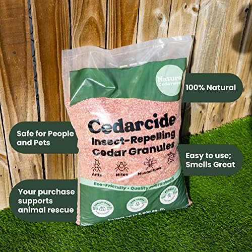 Cedarcide Lawn  Home & Garden Cedar Granules | Repels Fleas  Ticks  Ants & Mosquitoes | Smells Great  Easy to Use | Family & Pet Safe | 1 Bag (8 Lbs)