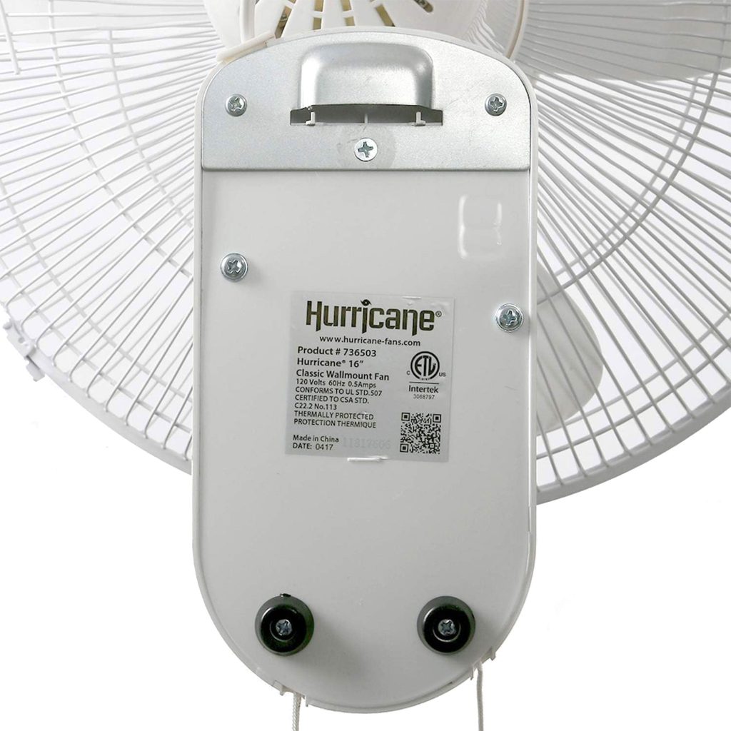 Classic 16-Inch Wall Mounted Oscillating Fan, 3-Speed, White, Durable Metal, Space-Saving Design