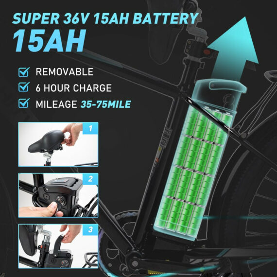 COLORWAY 500W 26"X3.0 Electric Bike for Adults, 36V/15Ah, Shimano 7-Speed