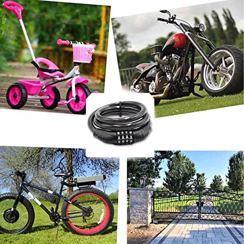 Combination Bike Cable Lock - 4 Digit  32 inch Long Coiled Security Resettable Cable Lock  Anti-Theft Accessories for Mountain Bike  Road Bike  Electric Bicycle  Scooter