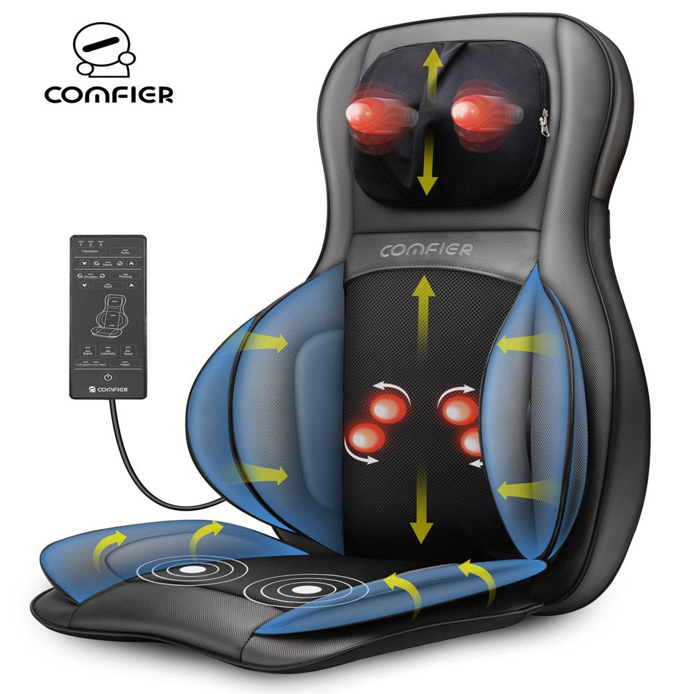 Comfier Shiatsu Neck & Back Massager with Heat, Air Compression & 2D/3D Modes - Massage Chair Pad