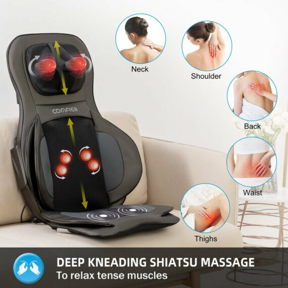 Comfier Shiatsu Neck & Back Massager with Heat, Air Compression & 2D/3D Modes - Massage Chair Pad