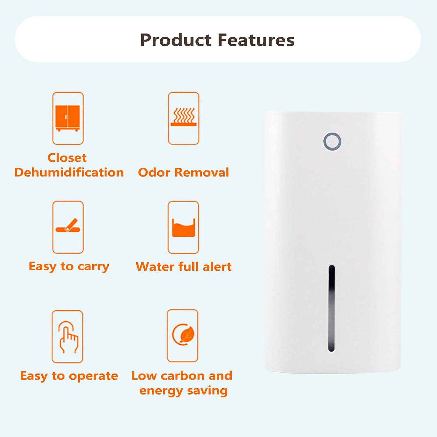 CompactAir Semiconductor Dehumidifier - Energy Efficient, Quiet, Auto Shutoff, 850ML Tank for Bedroom & Bathroom