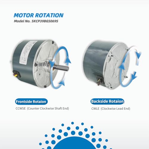 Condenser Fan Motor Replacement for Carrier 5KCP39BGS069S #3S001  GE3907 Genteq Bryant Payne Dayton AC/Air Conditioner 1/10 HP 1100 RPM 208-230V 60HZ 48 Frame with Capacitor OEM Upgraded LEUNGOO