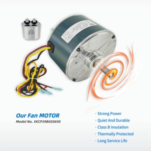 Condenser Fan Motor Replacement for Carrier 5KCP39BGS069S #3S001  GE3907 Genteq Bryant Payne Dayton AC/Air Conditioner 1/10 HP 1100 RPM 208-230V 60HZ 48 Frame with Capacitor OEM Upgraded LEUNGOO