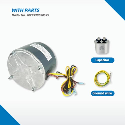 Condenser Fan Motor Replacement for Carrier 5KCP39BGS069S #3S001  GE3907 Genteq Bryant Payne Dayton AC/Air Conditioner 1/10 HP 1100 RPM 208-230V 60HZ 48 Frame with Capacitor OEM Upgraded LEUNGOO