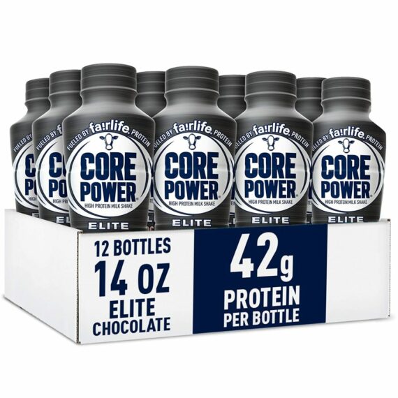 Core Power Elite Chocolate Protein Shakes 42g, 14 Fl Oz, Pack of 12 - Workout Recovery Drink