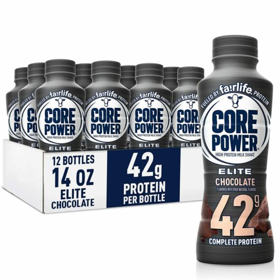 Core Power Elite Chocolate Protein Shakes 42g, 14 Fl Oz, Pack of 12 - Workout Recovery Drink