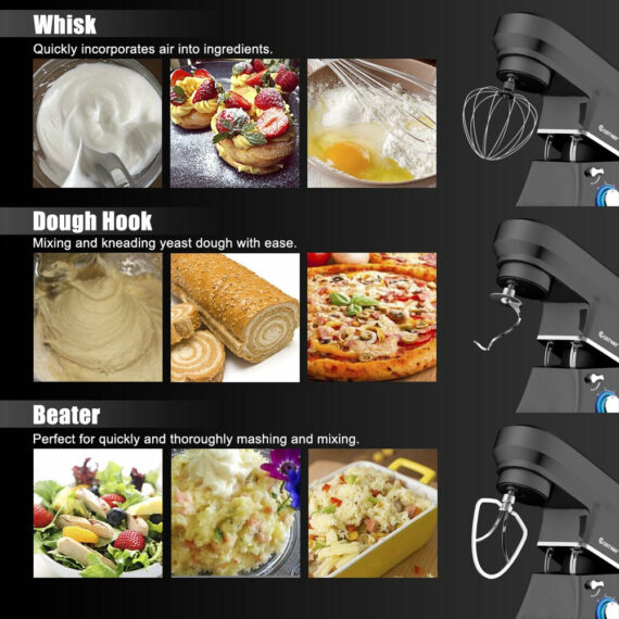 Costway 660W Tilt-Head Stand Mixer, 7.5 Qt, 6-Speed, Stainless Steel Bowl, Dough Hook, Black