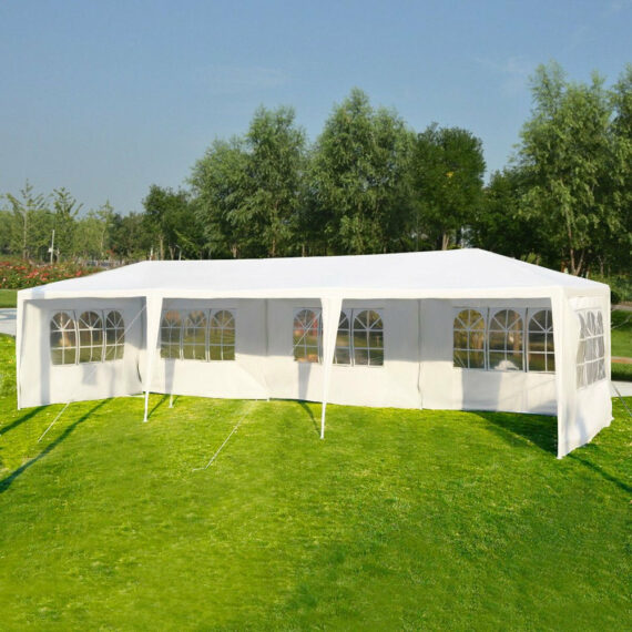 Costway Outdoor Canopy Tent 10'x30' with 5 Removable Sidewalls, Heavy-Duty Steel Frame for Events