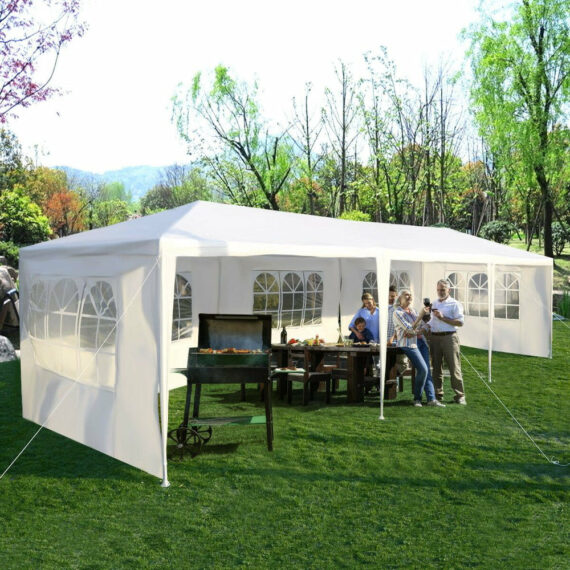 Costway Outdoor Canopy Tent 10'x30' with 5 Removable Sidewalls, Heavy-Duty Steel Frame for Events