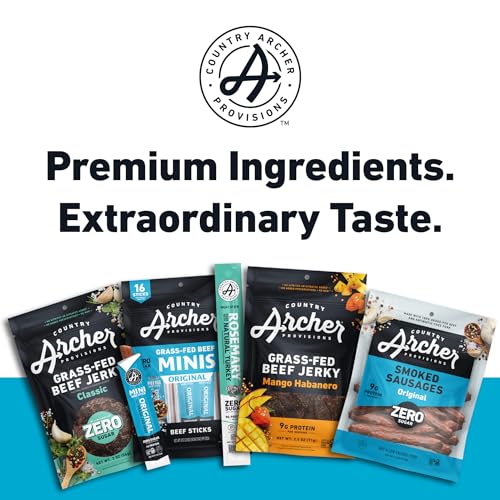 Country Archer Mini Turkey Jerky Sticks – All Natural Turkey Sticks Protein Snack Turkey Jerky Sticks for People Turkey Snack Meat Sticks Gluten Free Keto Rosemary Flavor – 0.5 oz (Pack of 36)