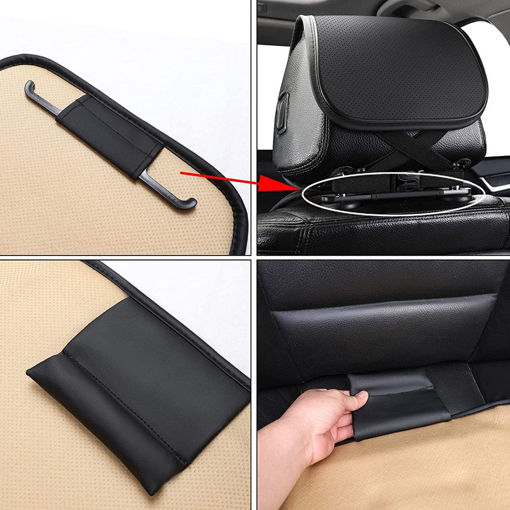 Coverado Waterproof Faux Leather Front Seat Covers, Universal Fit for Cars & SUVs, Black, 2-Piece Set