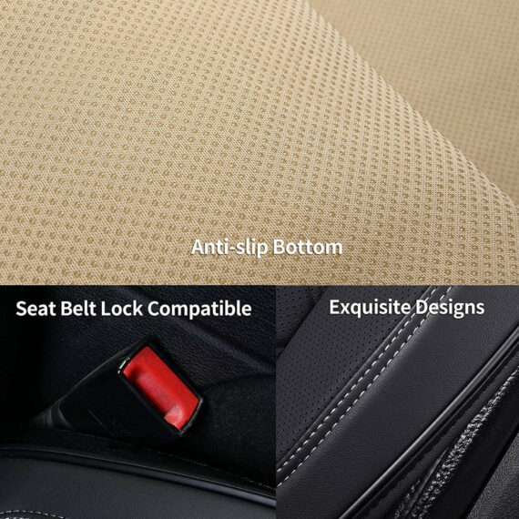 Coverado Waterproof Faux Leather Front Seat Covers, Universal Fit for Cars & SUVs, Black, 2-Piece Set