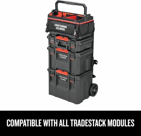 CRAFTSMAN TRADESTACK System Tool Bag, Waterproof, 1680D Fabric, 57 Pockets, Open Mouth Tote, CMST21451