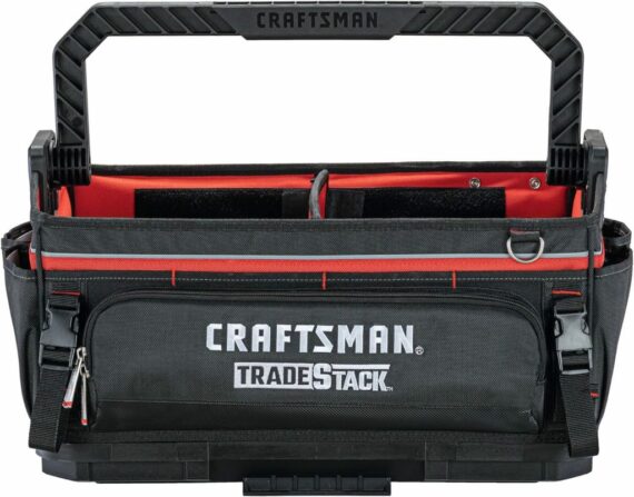 CRAFTSMAN TRADESTACK System Tool Bag, Waterproof, 1680D Fabric, 57 Pockets, Open Mouth Tote, CMST21451