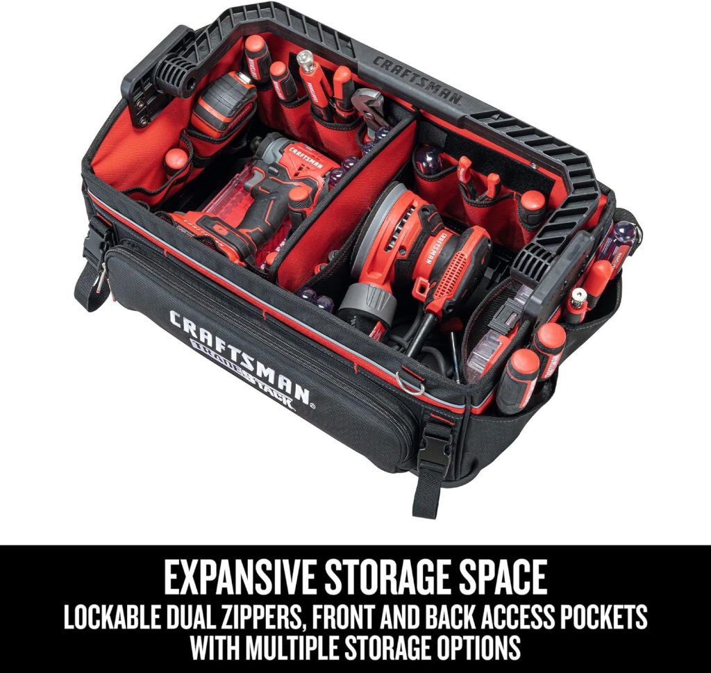 CRAFTSMAN TRADESTACK System Tool Bag, Waterproof, 1680D Fabric, 57 Pockets, Open Mouth Tote, CMST21451
