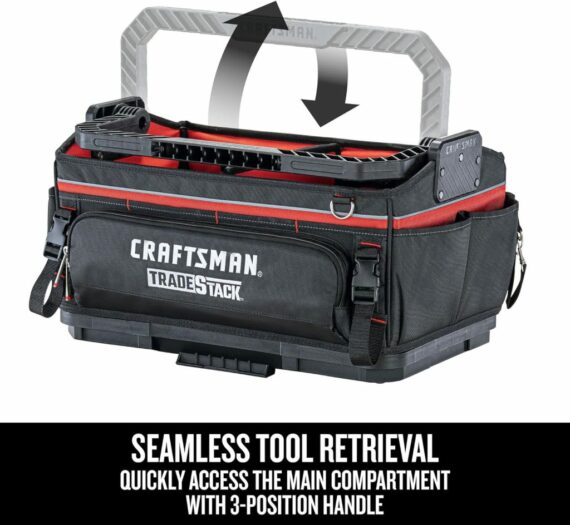 CRAFTSMAN TRADESTACK System Tool Bag, Waterproof, 1680D Fabric, 57 Pockets, Open Mouth Tote, CMST21451